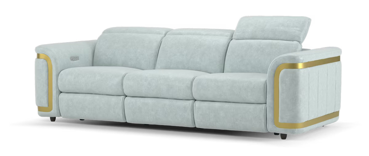 Sofology Plaza Fabric 3 Seater Power Recliner/Headrest in Lifestyle Flecked Silver