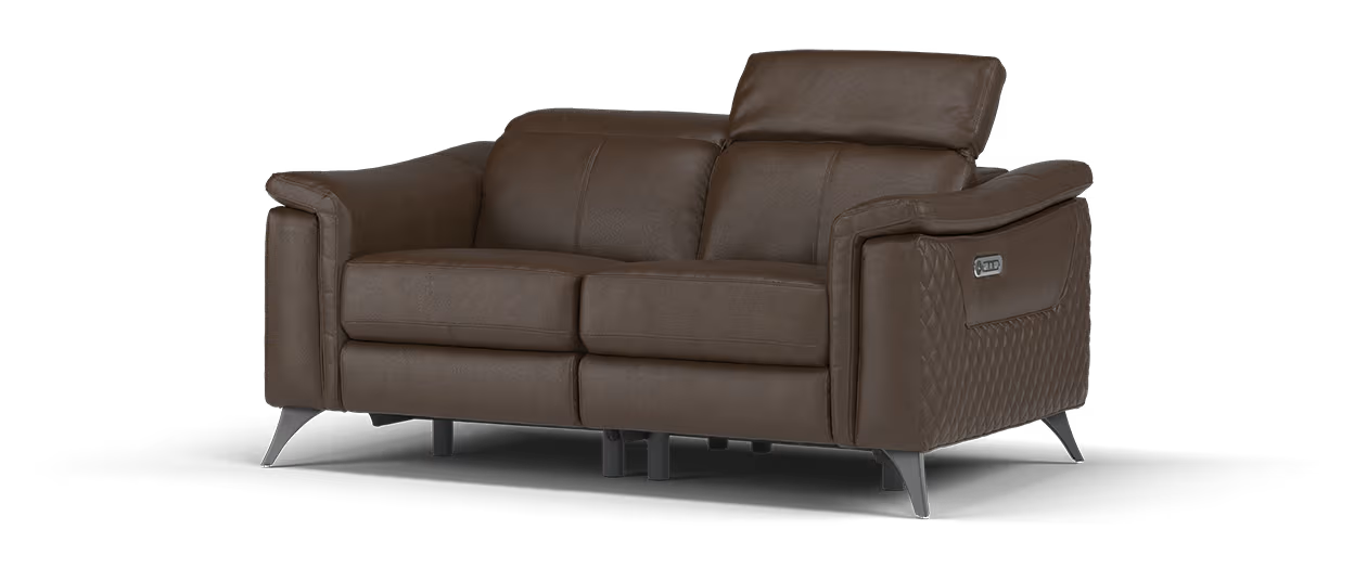 Sofology Ezra Leather 2 Seater Power Recliner/Headrest in Chocolate