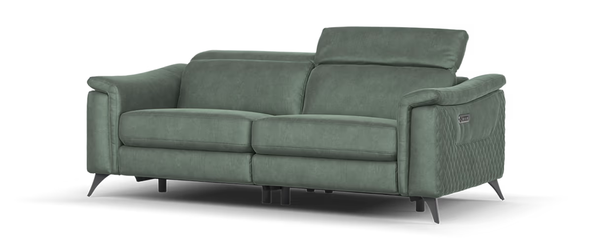 Sofology Ezra Fabric 3 Seater Power Recliner in Lifestyle Flecked Mineral Green