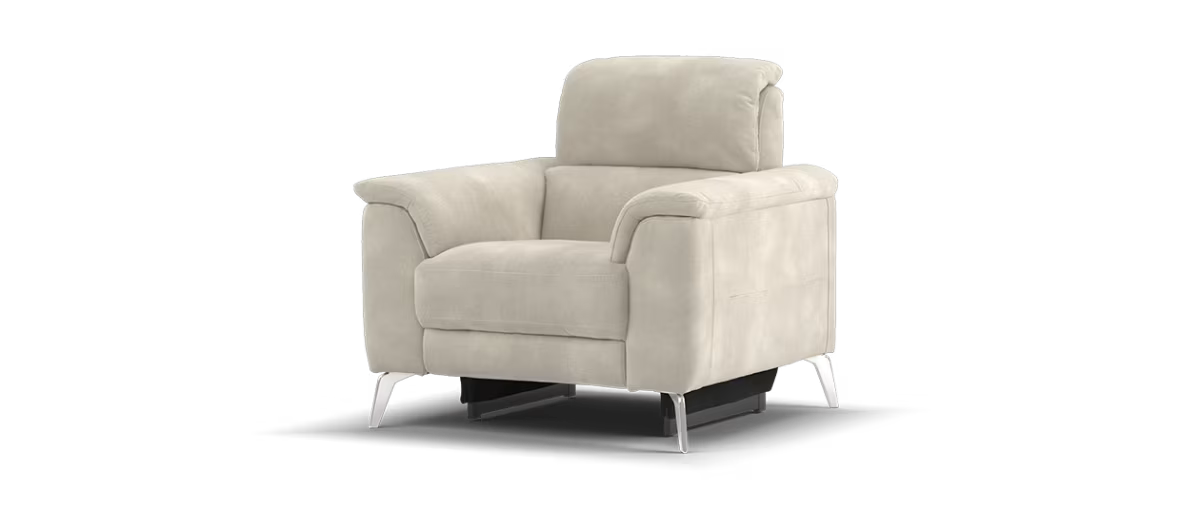 Sofology Illinois Fabric Chair Power Recliner/Headrest Heated Seat in Lifestyle Mottled Fabric Marble