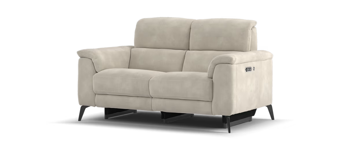 Sofology Illinois Fabric 2 Seater Power Recliner/Headrest Heated Seats in Lifestyle Mottled Marble