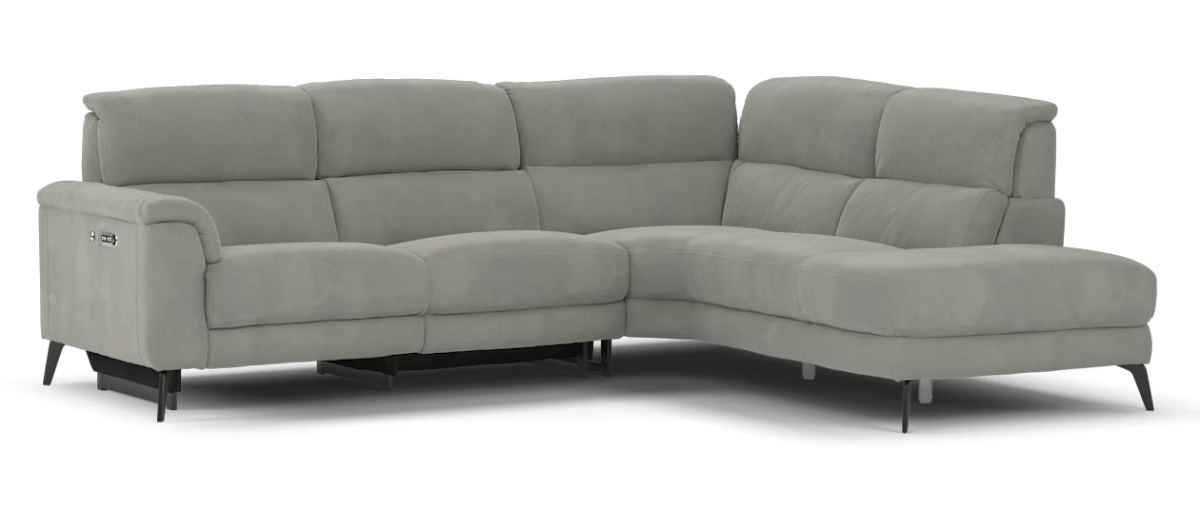 Sofology Illinois Fabric 2 Corner 1 Terminal Heated Seat, Power Recliner/Headrest in Lifestyle Textured Charcoal