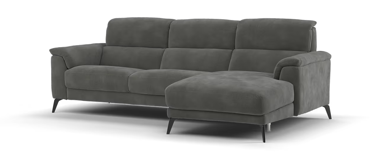 Sofology Illinois Fabric 3 Seater Chaise in Lifestyle Mottled Charcoal