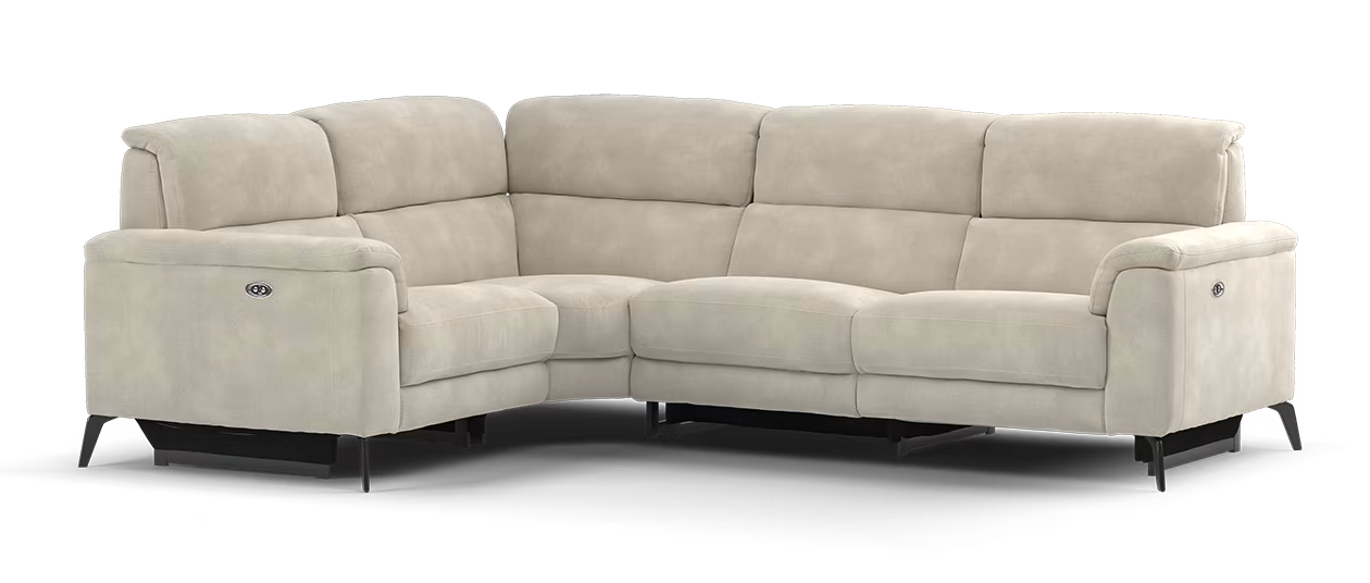 Sofology Illinois Fabric 1 Corner 2 Power Recliner/Headrest x 2 in Lifestyle Mottled Marble