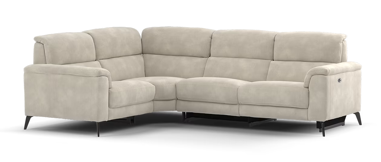 Sofology Illinois Fabric 1 Corner 2 Power Recliner/Headrest in Lifestyle Mottled Marble