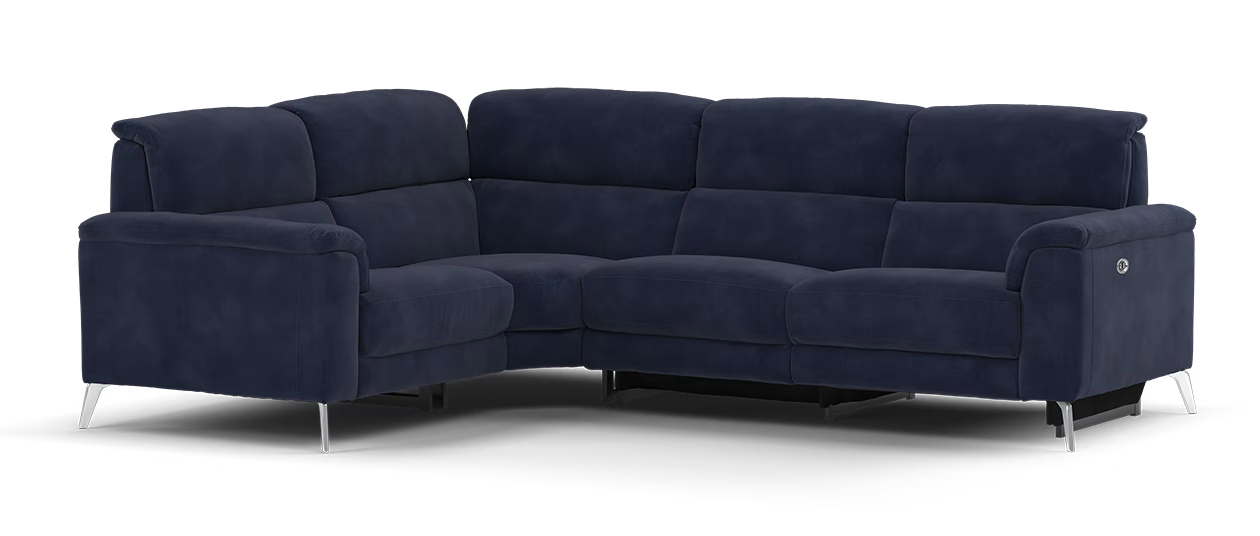 Sofology Illinois 1 Corner 2 Power Recliner/Headrest in 	Lifestyle Mottled Fabric Navy Blue