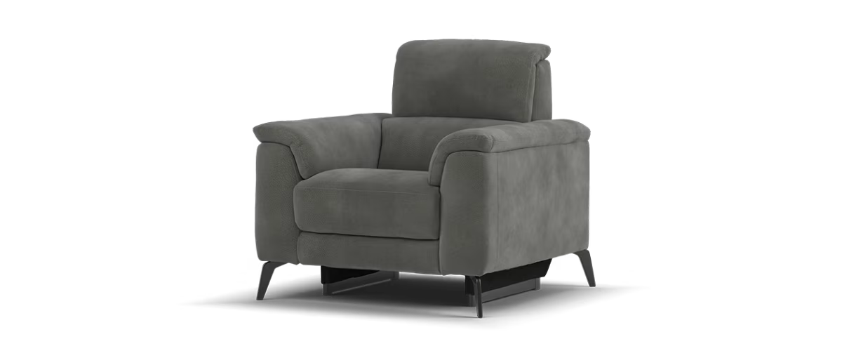 Sofology Illinois Fabric Chair Power Recliner/Headrest in Lifestyle Mottled Charcoal