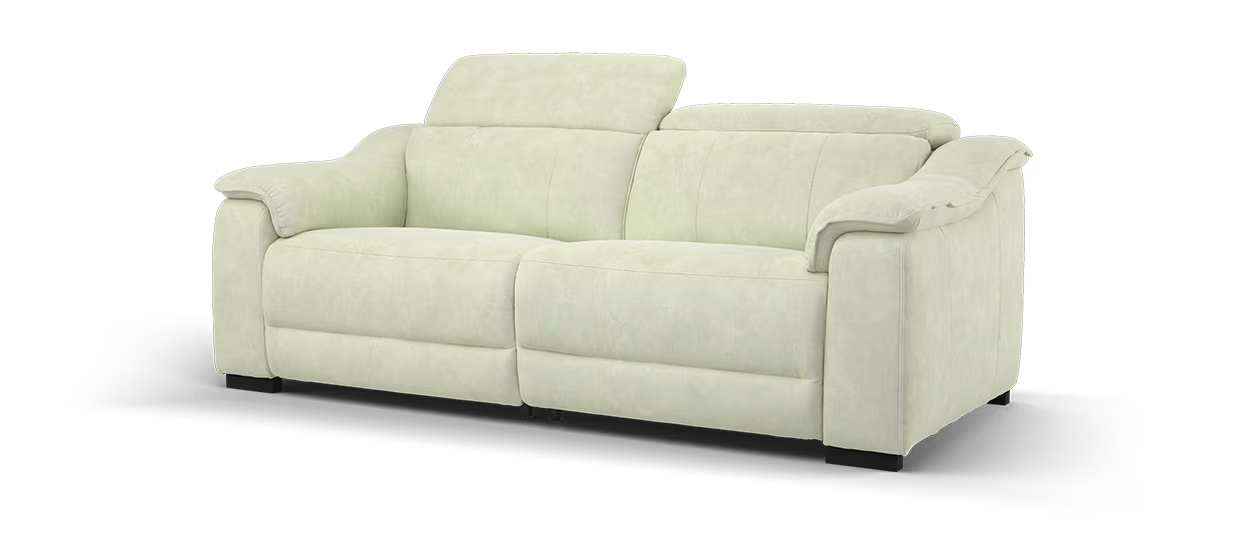 Sofology Carrera Fabric 2 Seater Power Recliner/Headrest in Lifestyle Flecked Ivory