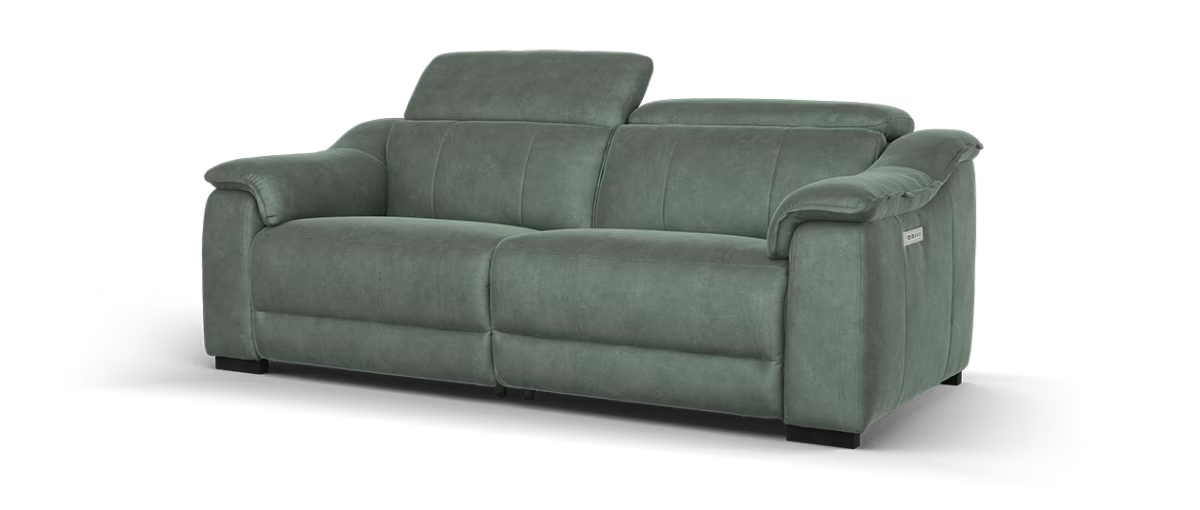 Sofology Carrera Fabric 2.5 Seater Power Recliner/Headrest in Lifestyle Flecked Mineral Green
