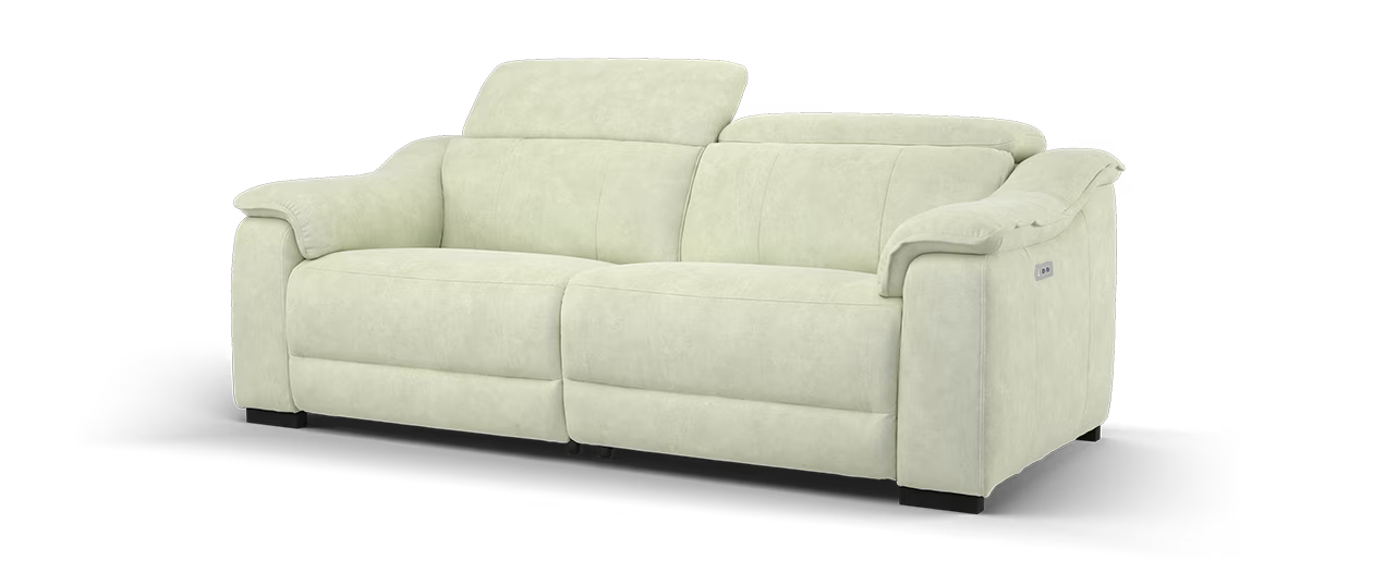 Sofology Carrera Fabric 2.5 Seater Power Recliner/Headrest in Lifestyle Flecked Ivory