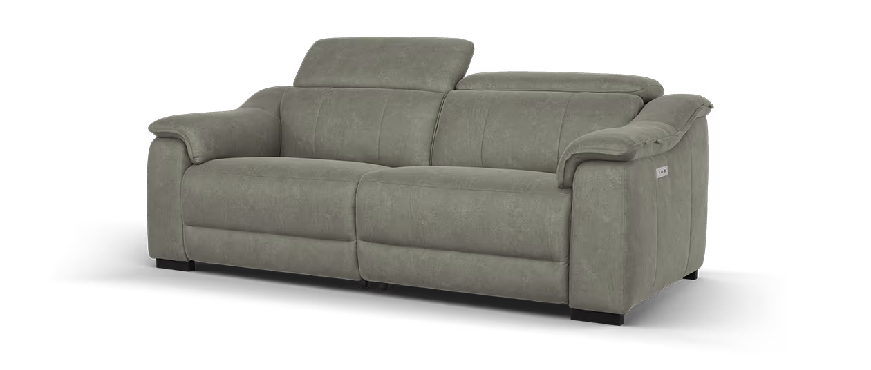 Sofology Carrera Fabric 2.5 Seater Power Recliner/Headrest in Lifestyle Flecked Mocha