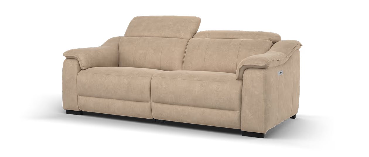 Sofology Carrera Fabric 2.5 Seater Power Recliner/Headrest in Lifestyle Flecked Sand