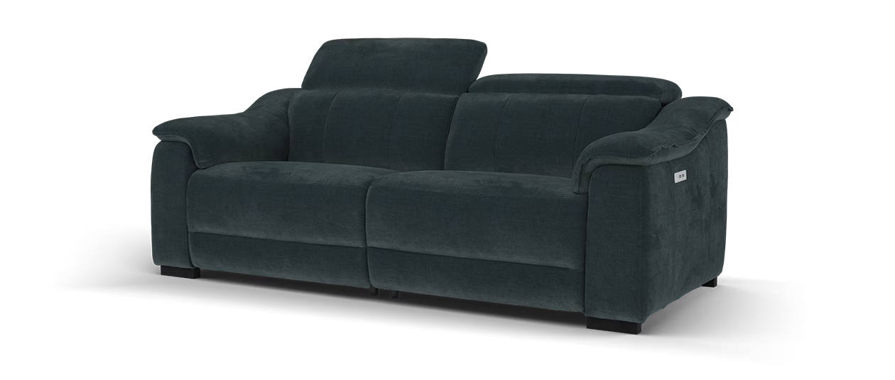 Sofology Carrera Fabric 2.5 Power Recliner/Headrest in Relaxed Chenille Ink