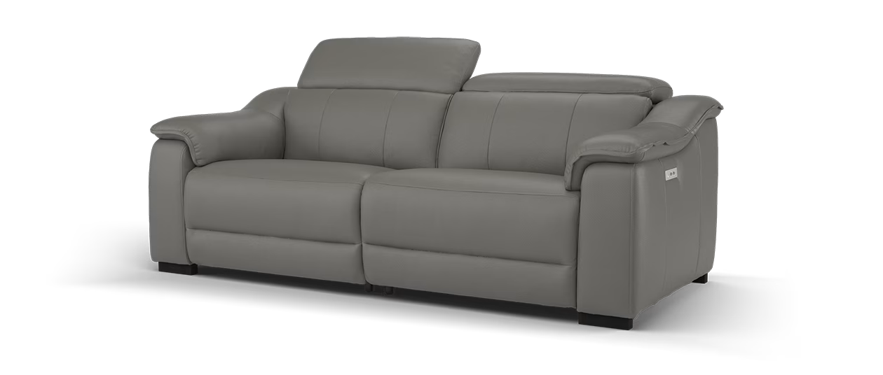 Sofology Carrera Leather 2.5 Seater Power Recliner/Headrest in Trusty Embossed Elephant