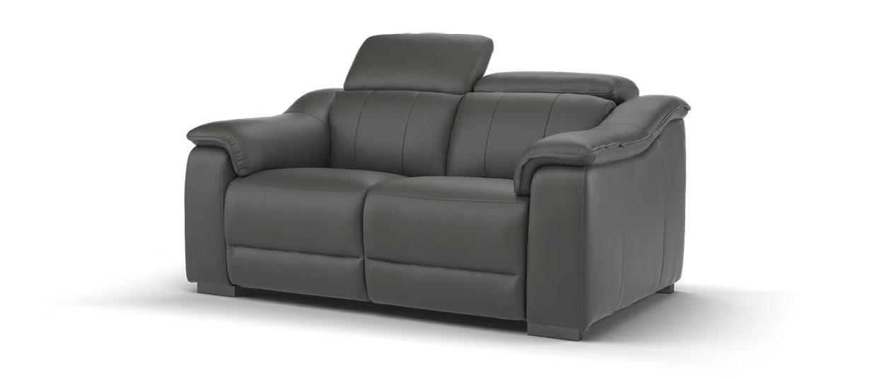 Sofology Carrera Leather 2 Seater in Trusty Embossed Charcoal