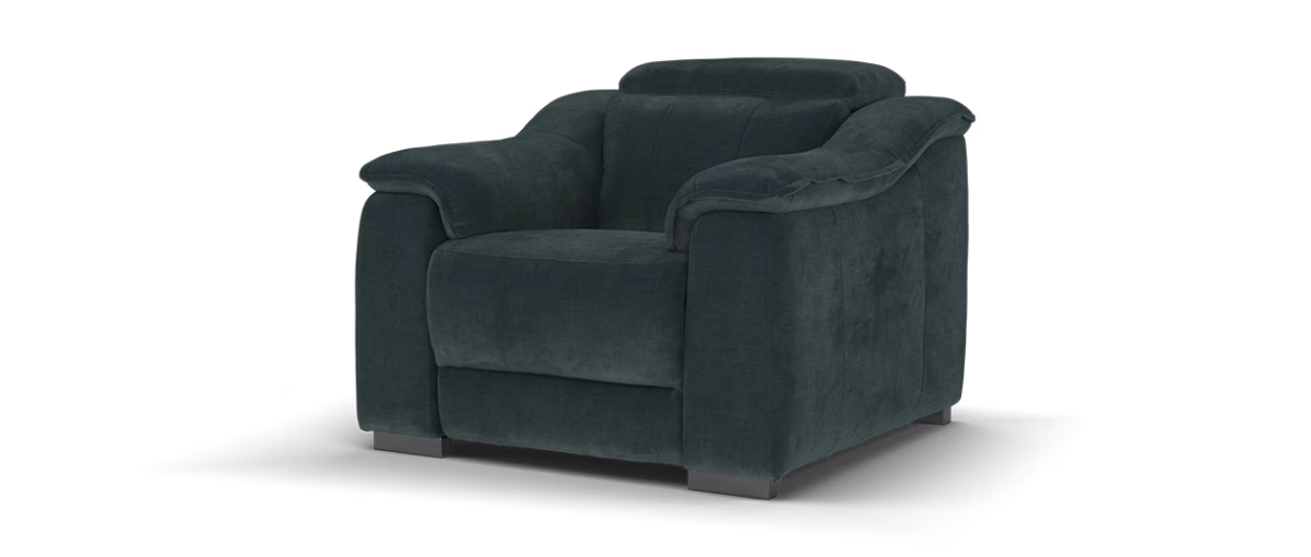 Sofology Carrera Fabric Chair Power Recliner in Relaxed Chenille Ink