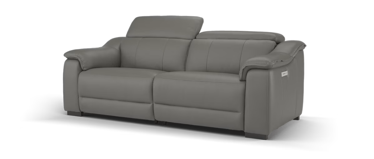 Sofology Carrera Leather 2.5 Seater Power Recliner/Headrest in Trusty Embossed Elephant