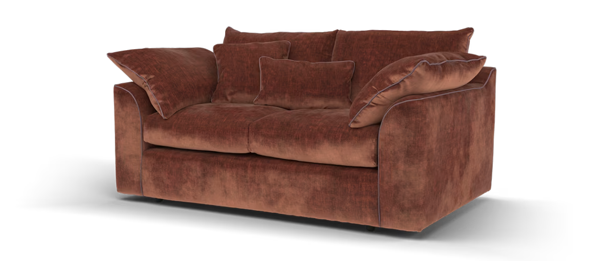 Sofology Georgio Fabric 2 Seater Feather Flex Seats in Luxe Chenille Burgundy