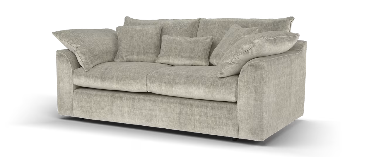 Sofology Georgio Fabric 3 Seater Feather Flex Seats in Luxe Chenille Stone All Over