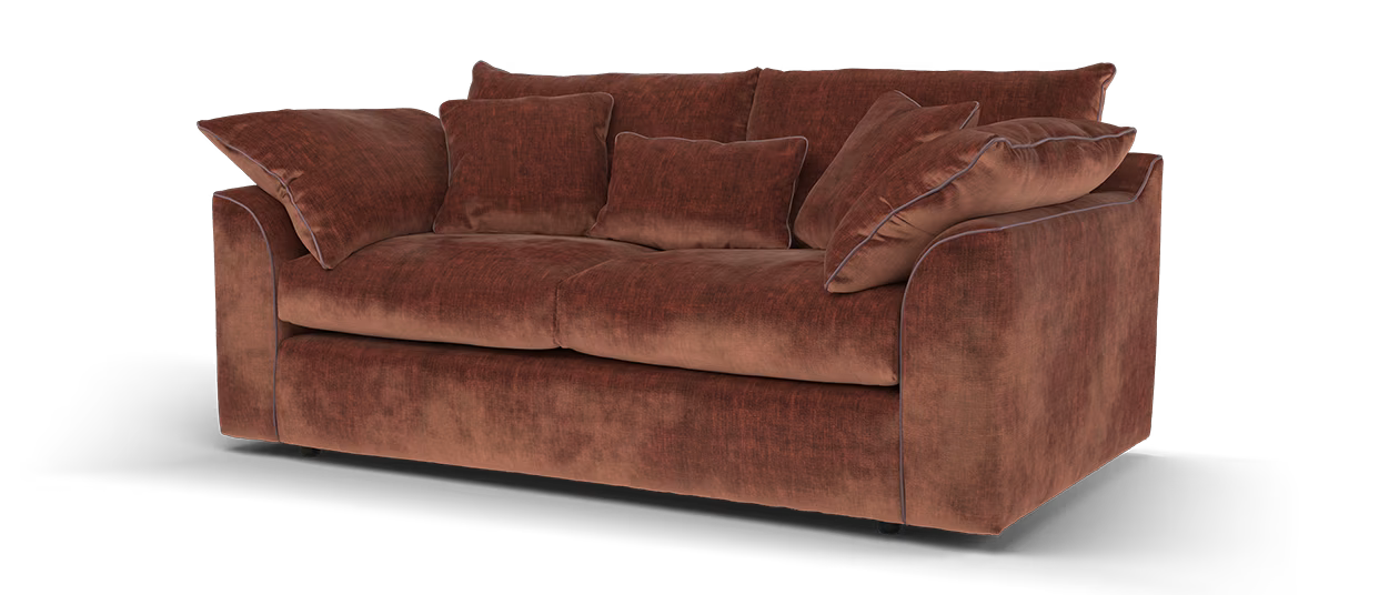 Sofology Georgio Fabric 3 Seater Feather Flex Seats in Luxe Chenille Burgundy Mix