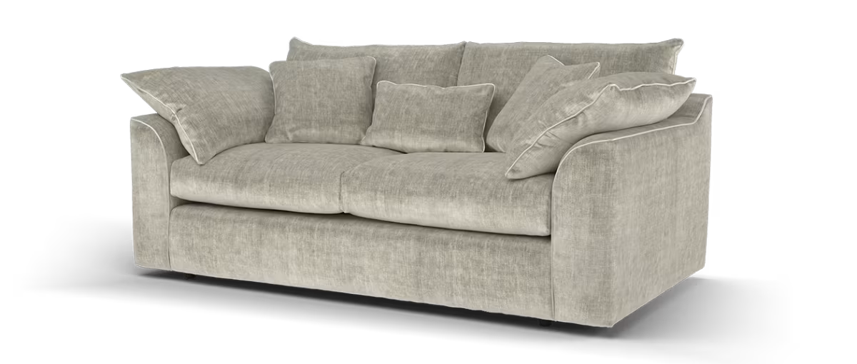 Sofology Georgio Fabric 3 Seater Feather Flex Seats in Luxe Chenille Stone Mix