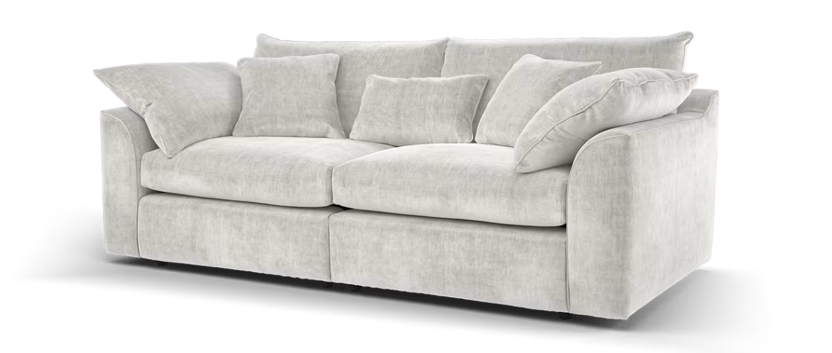 Sofology Georgio Fabric 4 Seater Split Feather Flex Seats in Luxe Chenille Oyster Mix