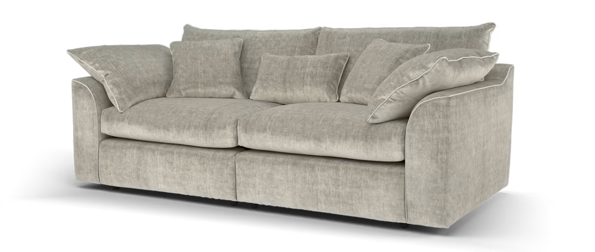 Sofology Georgio Fabric 4 Seater Split Feather Flex Seats in Luxe Chenille Stone Mix