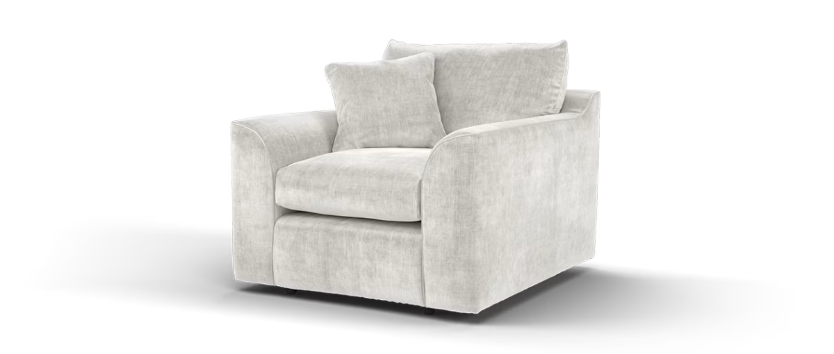 Sofology Georgio Fabric Chair Feather Flex Seat in Luxe Chenille Oyster Mix