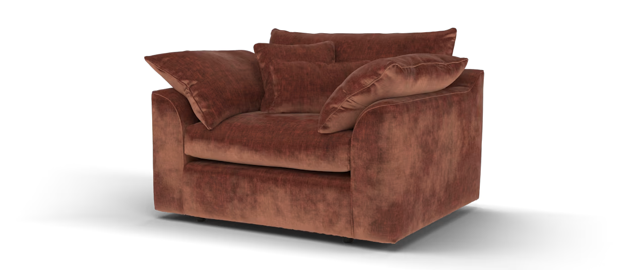 Sofology Georgio Fabric Loveseat Extra Flex Seat in Luxe Chenille Burgundy