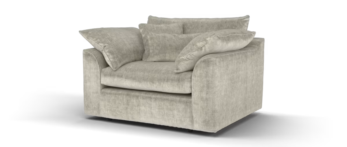 Sofology Georgio Fabric Loveseat Feather Flex Seat in Luxe Chenille Stone