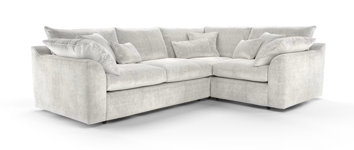 Sofology Georgio Fabric 3 Corner 1 Feather Flex Seats in Luxe Chenille Oyster Mix