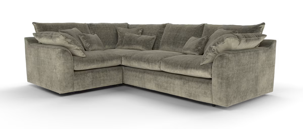 Sofology Georgio Fabric 1 Corner 3 Feather Flex Seats in Luxe Chenille Mocha