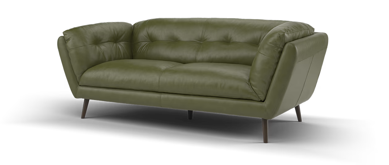 Sofology Hygge Leather 3 Seater in Relaxed Soft Olive
