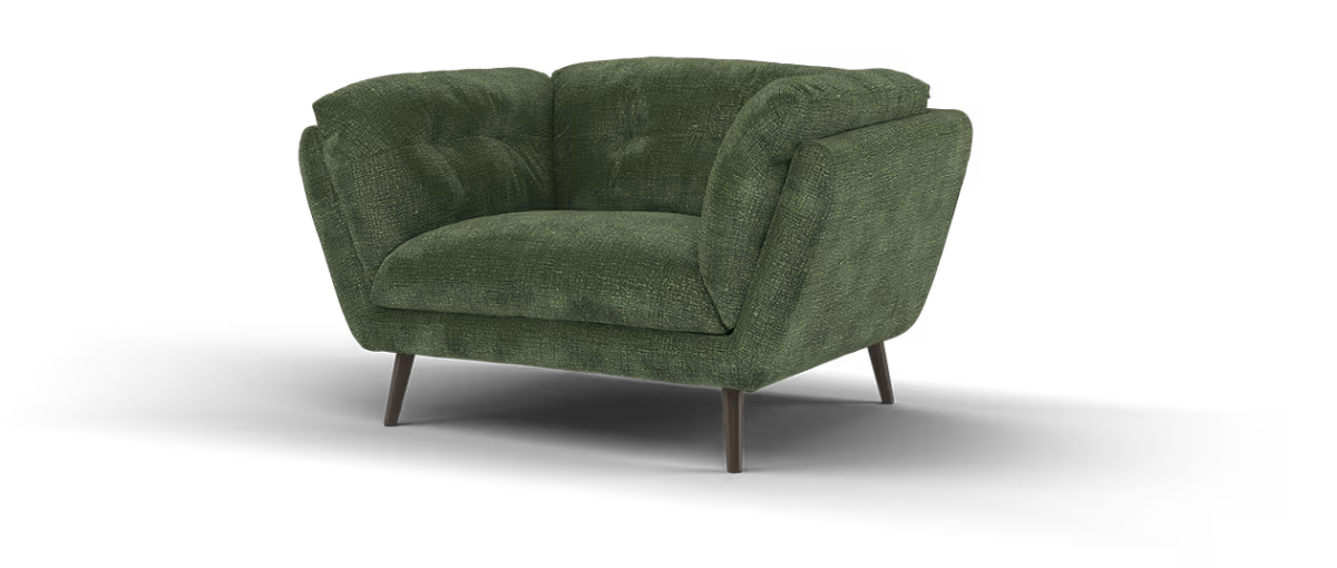 Sofology Hygge Fabric Loveseat in Heavy Textured Chenille Olive