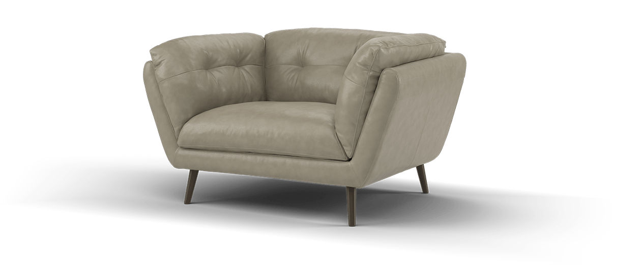 Sofology Hygge Loveseat Chair in Relaxed Soft Leather Stone