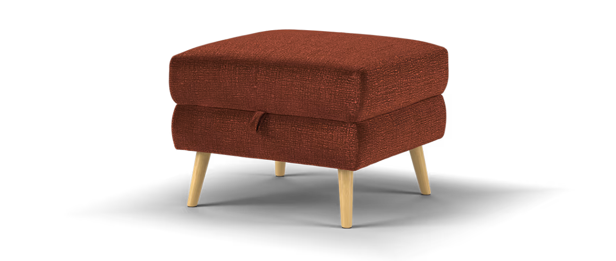 Sofology Hygge Fabric Storage Footstool in Heavy Textured Chenille Rust