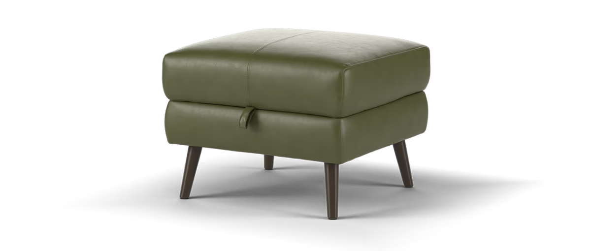 Sofology Leather Hygge Storage Footstool in Relaxed Soft Olive