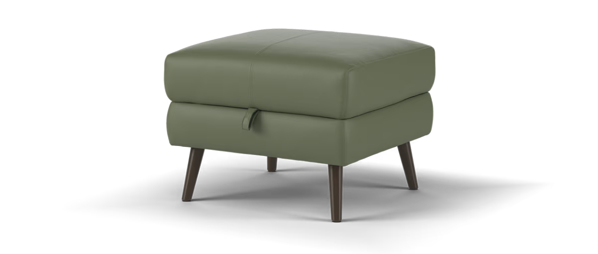 Sofology Hygge Leather Storage Footstool in Trusty Matt Olive