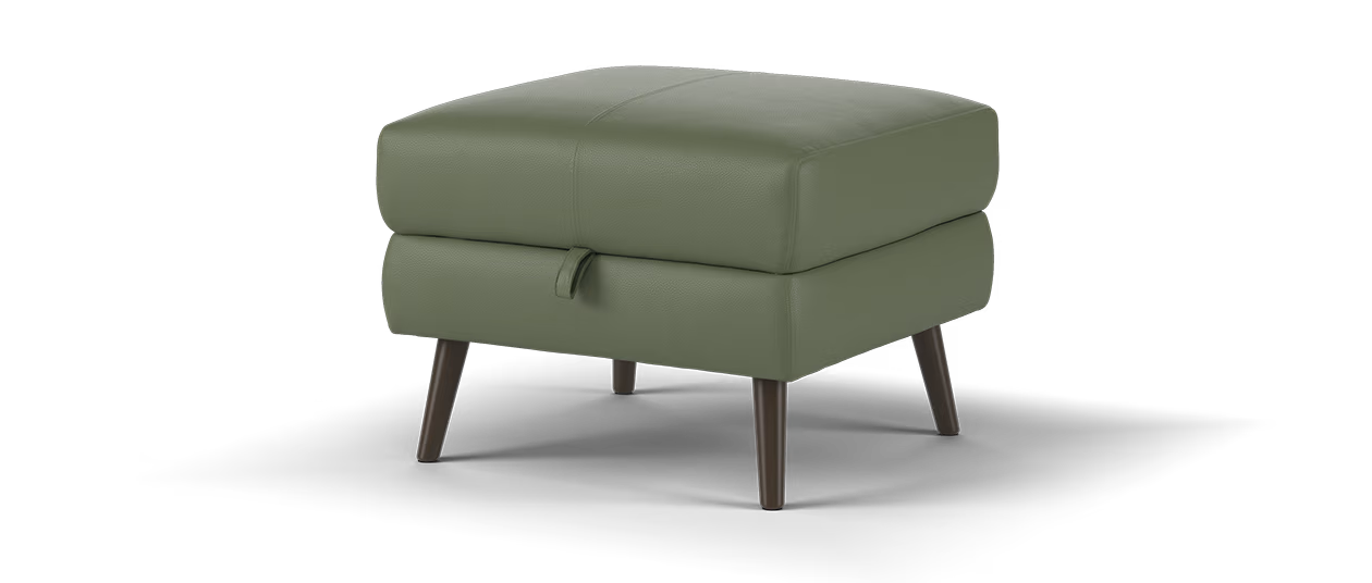 Sofology Hygge Leather Storage Footstool in Olive