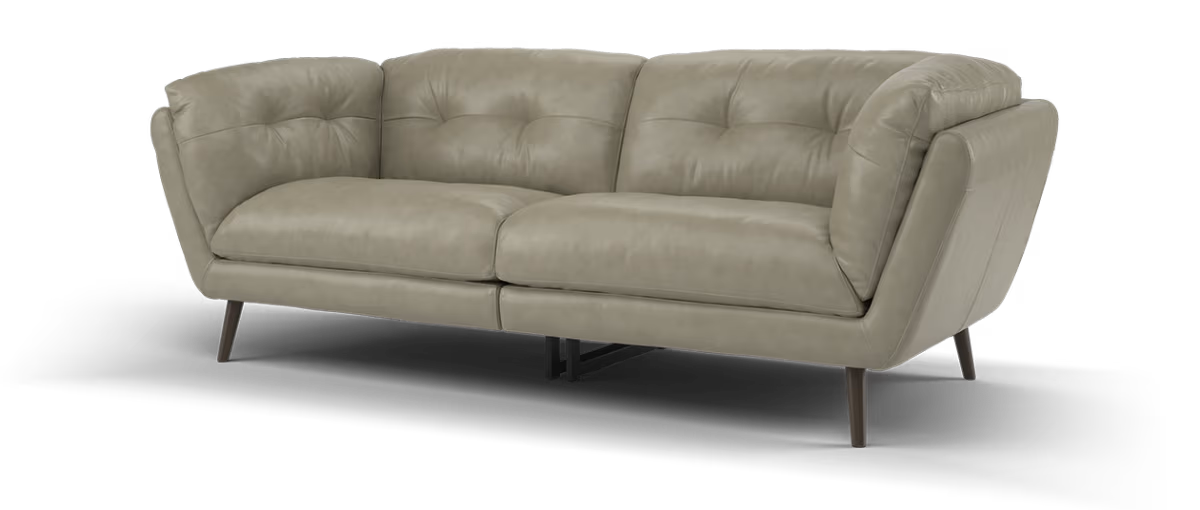 Sofology Hygge Leather 4 Seater Split in Relaxed Soft Stone