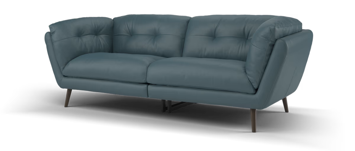 Sofology Hygge Leather 4 Seater Split in Trusty Matt Steel Blue