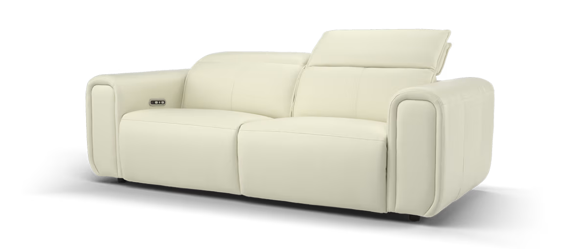 Sofology Premiere Leather 2.5 Seater Power Recliner/Headrest in Trusty Embossed Bone China