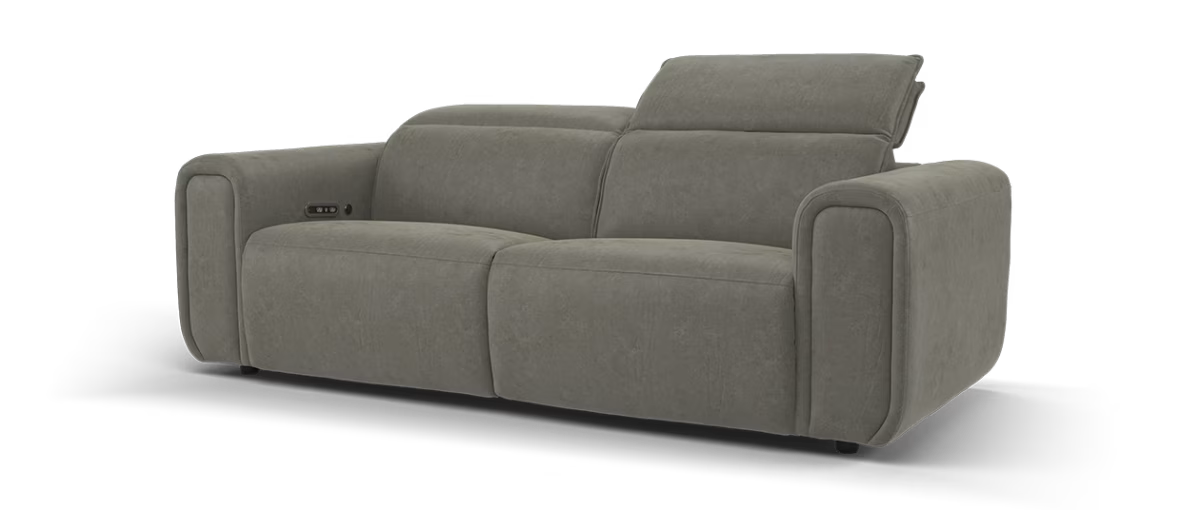 Sofology Premiere Fabric 2.5 Seater Power Recliner/Headrest Heated Seats in Lifestyle Flecked Mocha