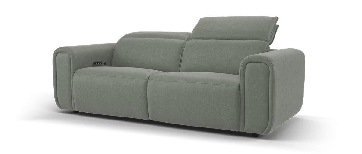 Sofology Premiere Fabric 2.5 Seater Power Recliner/Headrest Heated Seats in Lifestyle Flecked Stone