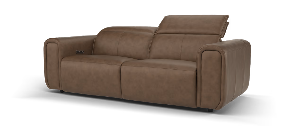Sofology Premiere Leather 2.5 Seater Power Recliner/Headrest in Trusty Embossed Chestnut