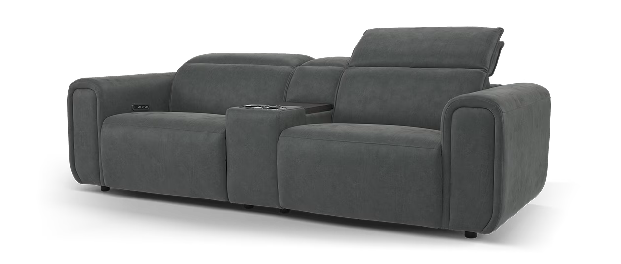 Sofology Premiere Fabric 2.5 Seater Smart Console Power Recliner/Headrest in Lifestyle Flecked Charcoal