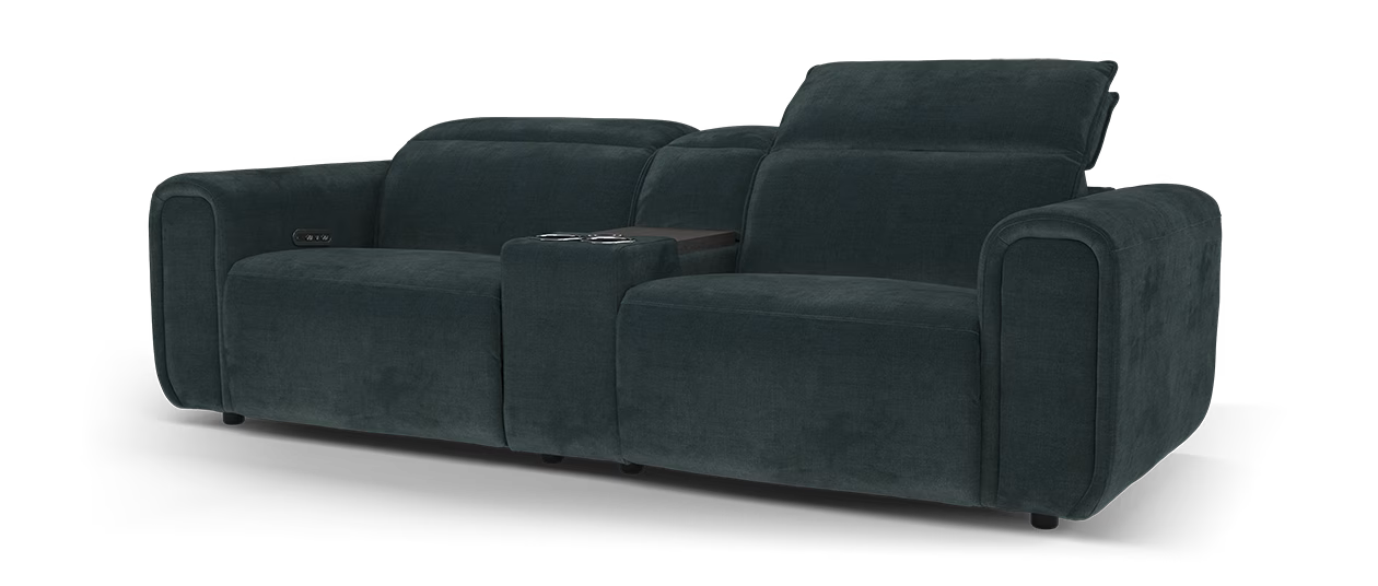 Sofology Premiere Fabric 2.5 Seater Smart Console Power Recliner/Headrest in Relaxed Chenille Ink