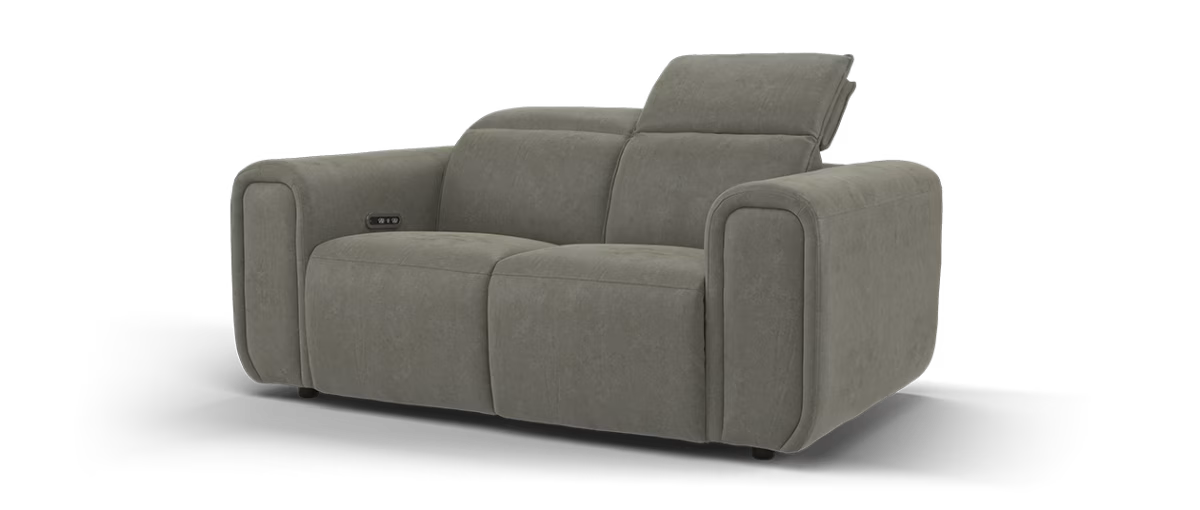 Sofology Premiere Fabric 2 Seater Power Recliner/Headrest in Lifestyle Flecked Mocha