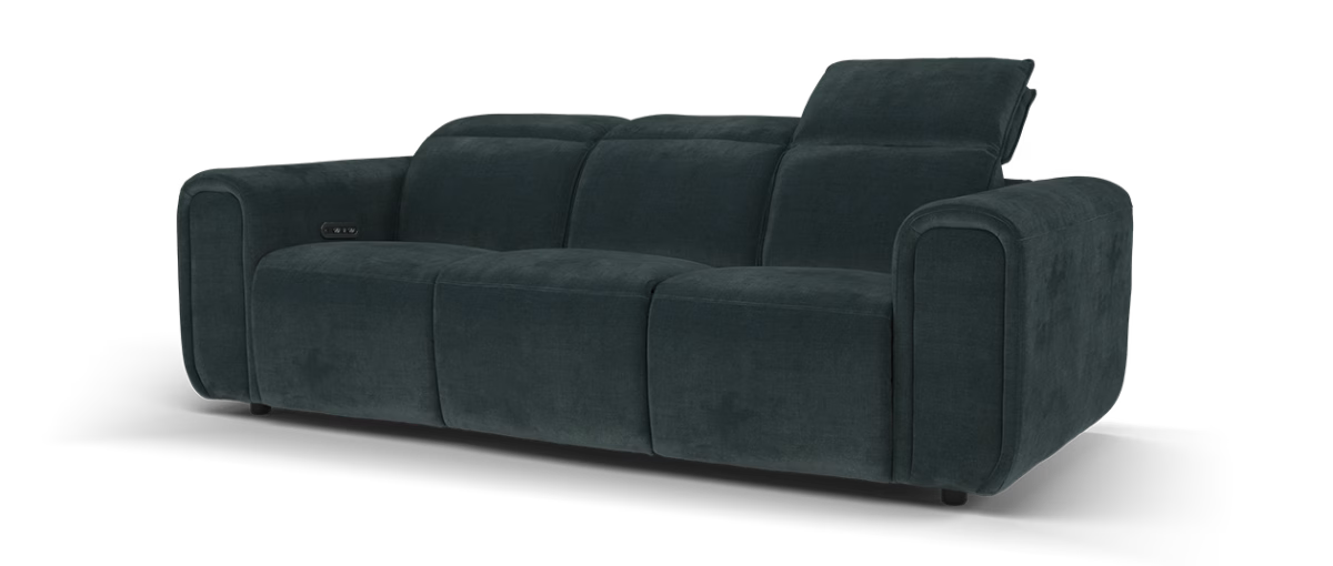 Sofology Premiere Fabric 3 Seater Power Recliner in Relaxed Chenille Ink