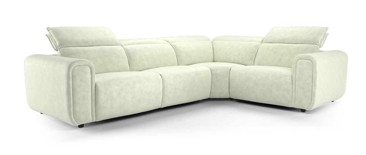 Sofology Premiere Fabric 3 Corner 1.5 Power Recliner/Headrest in Lifestyle Flecked Ivory